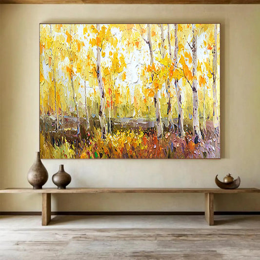 Golden Autumn Forest - Impressionist Landscape Painting On Canvas DLZ212
