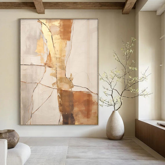 “Textured Gold and Neutral” – Textured Abstract Art CT1052