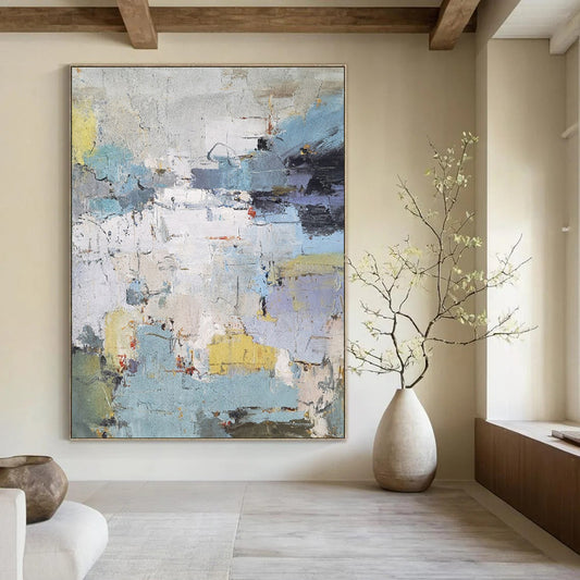 “Colorful, Abstract Cityscape ‘Urban Mosaic’” - Impasto Abstract Painting On Canvas DTP352