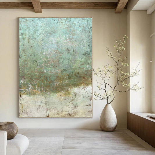 Textured Abstract in Greens and Browns - Abstract Painting On Canvas DKH1472