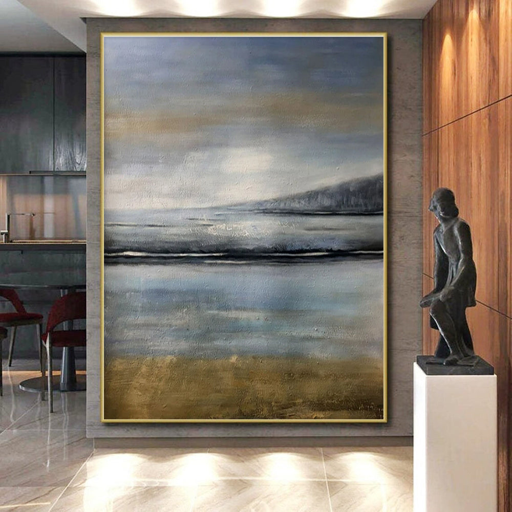 “Soft Gray Seascapes” ,Abstract Landscape Oil Painting CT0908
