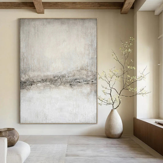 “Textured Gray Minimalism” - Subtle Abstract Painting On Canvas DKH1068