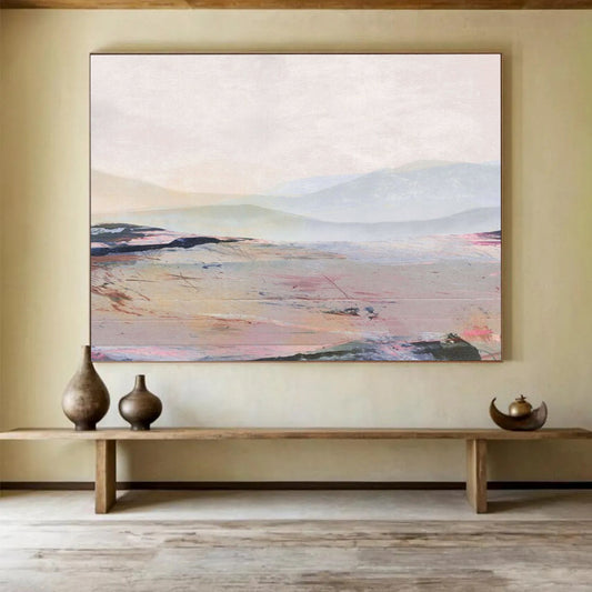 “Pastel - hued Mountain Landscape” Abstract Landscape Oil Painting On Canvas DLZ129