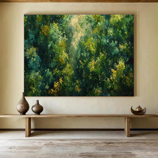 “Sunlit Forest Canopy” - Impressionistic Landscape Painting On Canvas DKH811