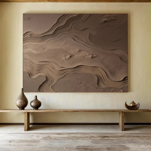 “Sandy Textured Waves” 3D Abstract Landscape Painting On Canvas DLZ095