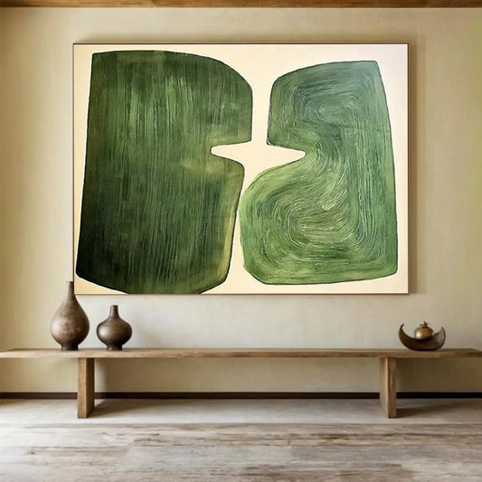 Green Abstract Shapes - Minimalist Abstract Painting On Canvas DKH620