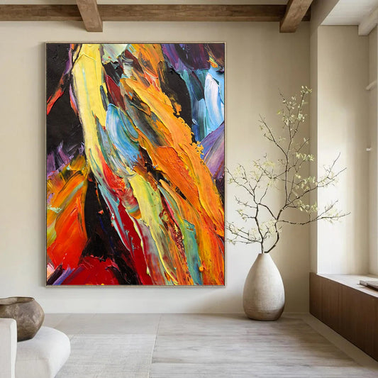 Colorful Impasto Mountain - Abstract Landscape Painting On Canvas DKH1262