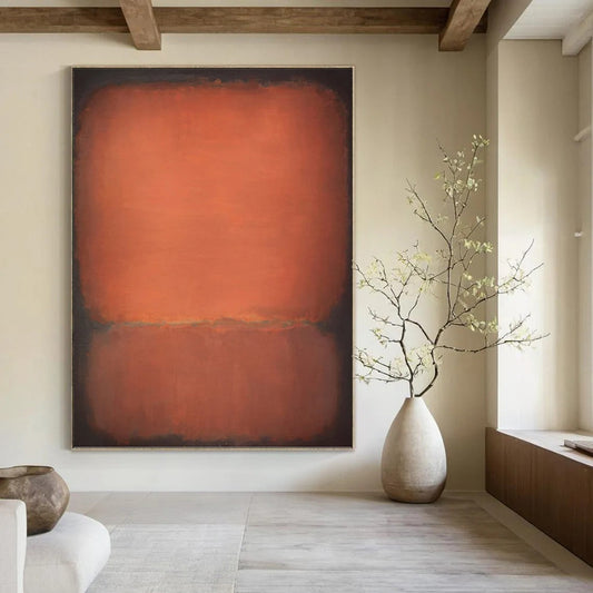 “Reddish - Orange Color Field” - Minimalist Color Field Painting On Canvas DKH1613