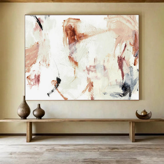“Blush and Brown Abstract” Soft Abstract Painting On Canvas DLZ145
