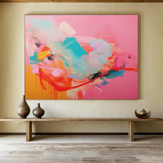 “Pink - Dominant Color Burst” Abstract Acrylic Painting On Canvas DKH502