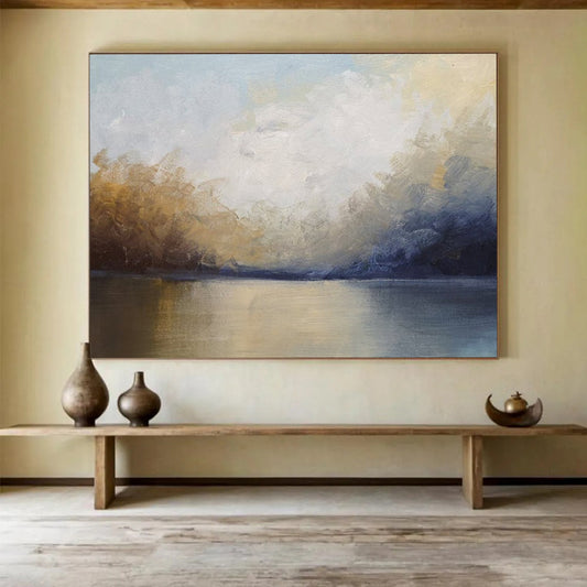 “Soft - Toned Lake ‘Tranquil Waterscape’” - Impressionist Landscape Painting On Canvas DLZ041