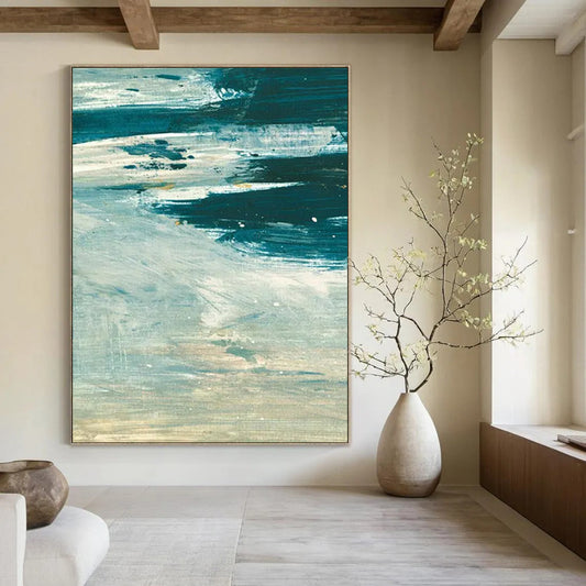 “Turquoise Ocean Waves” - Impressionistic Seascape Painting On Canvas DTP176