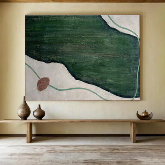 Green - White Abstract Terrain - Abstract Landscape Painting On Canvas DKH610