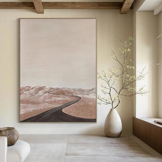 “Minimalist Desert Road Landscape” - Serene Landscape Painting On Canvas DKH1123