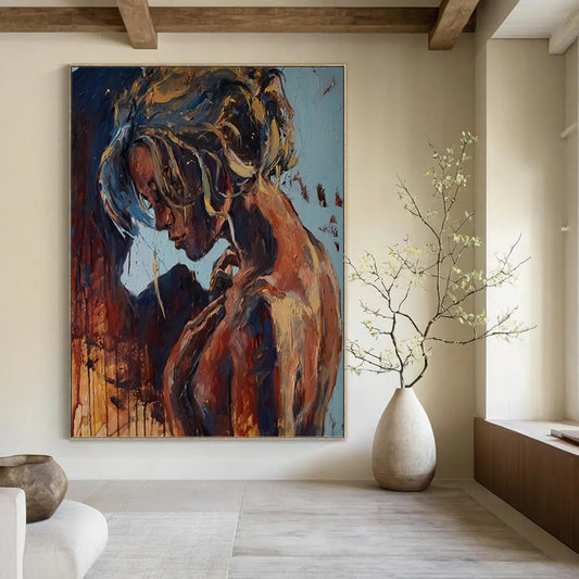 “Contemplative Figure” - Expressive Oil Portrait On Canvas DKH1651