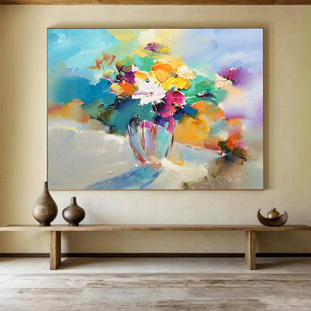 Colorful Flower Bouquet - Impressionist Still Life Painting On Canvas DLZ191