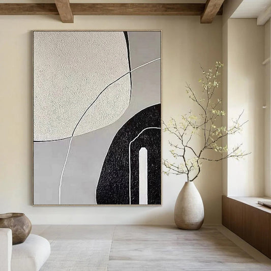 Gray Tones with Textured Shapes Painting On Canvas DKH1139