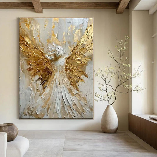“Golden Angel: Textured Spiritual Art” - Impasto Mixed - Media on Canvas CT1908