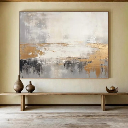 “Gilded Abstract Horizon” Abstract Painting On Canvas DLZ108