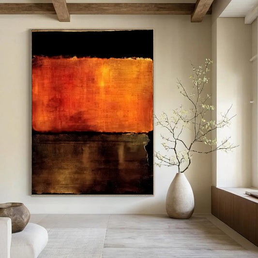 “Orange & Brown Textured Abstraction” - Textured Abstract Painting On Canvas DKH1612