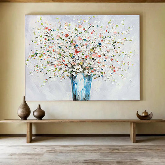 Colorful Flower Bouquet - Impasto Floral Painting On Canvas DLZ220
