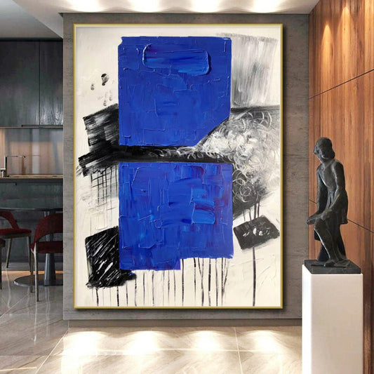 “Textured Blue Squares” Abstract Acrylic Art CT0330