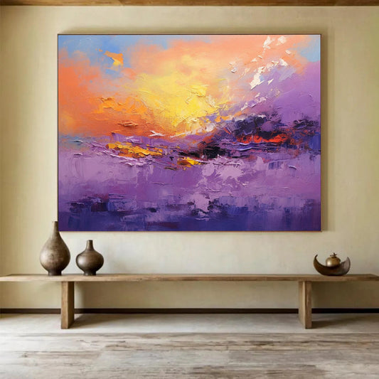 “Vibrant Sunset Landscape” Impressionistic Scenery Painting On Canvas DLZ084