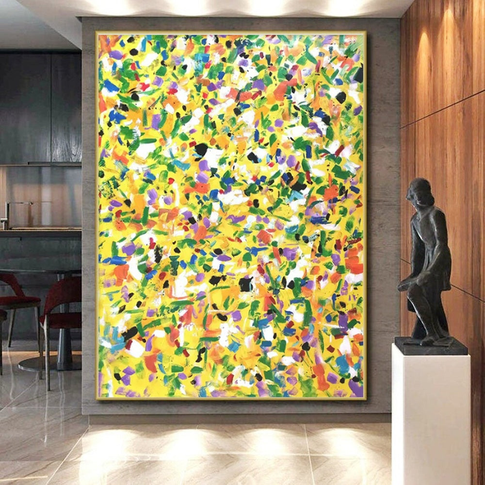 “Yellow Confetti” ,Abstract Expressionist Acrylic Painting CT0901