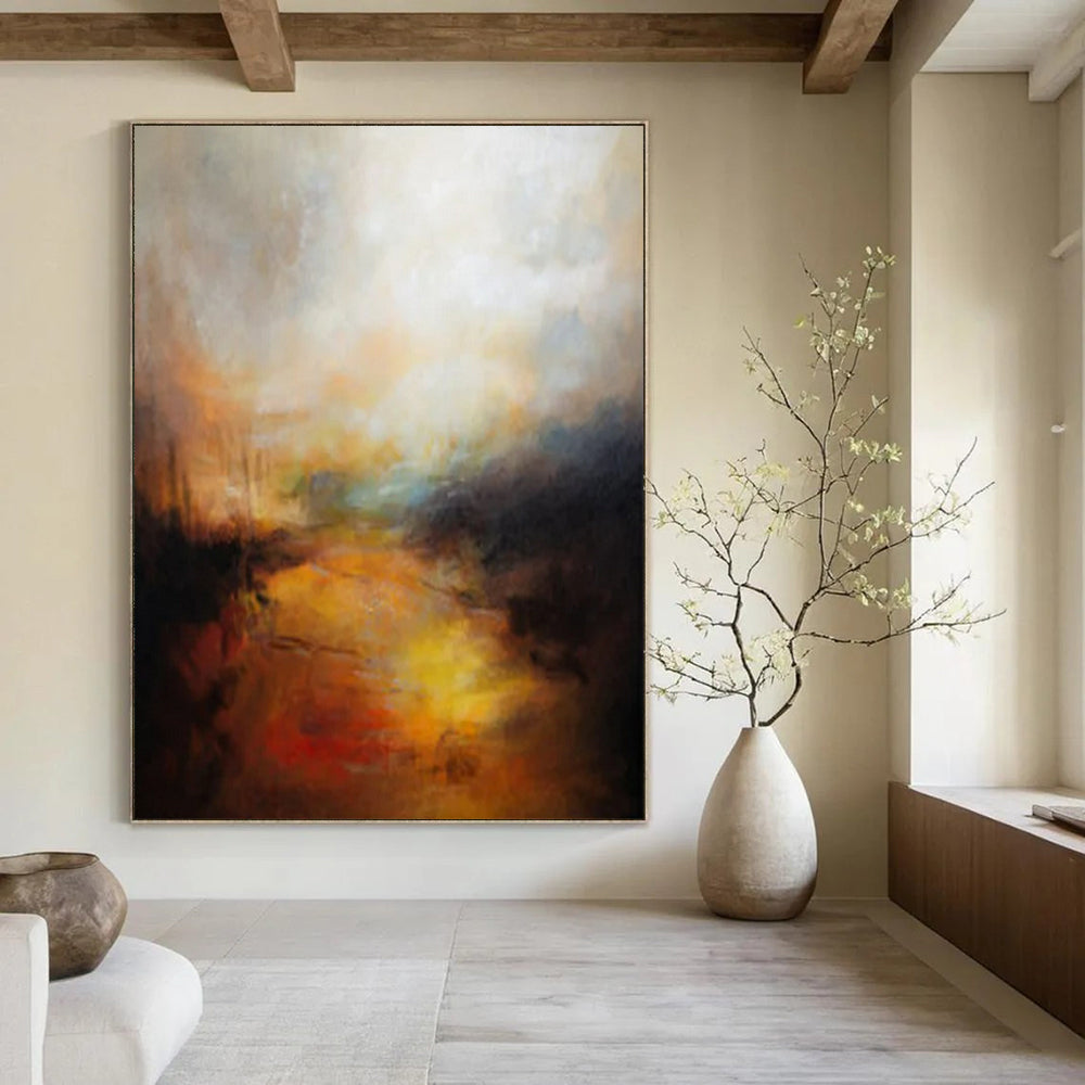 “Warm - Toned Abstract Landscape” - Abstract Painting On Canvas CT2333