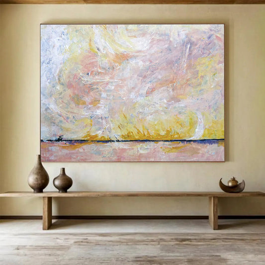 “Pastel Abstract Sunset” Abstract Oil Painting On Canvas DKH564