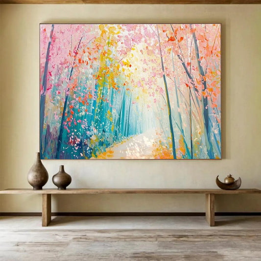 “Pastel Forest Path” - Dreamy Landscape Painting On Canvas DKH814