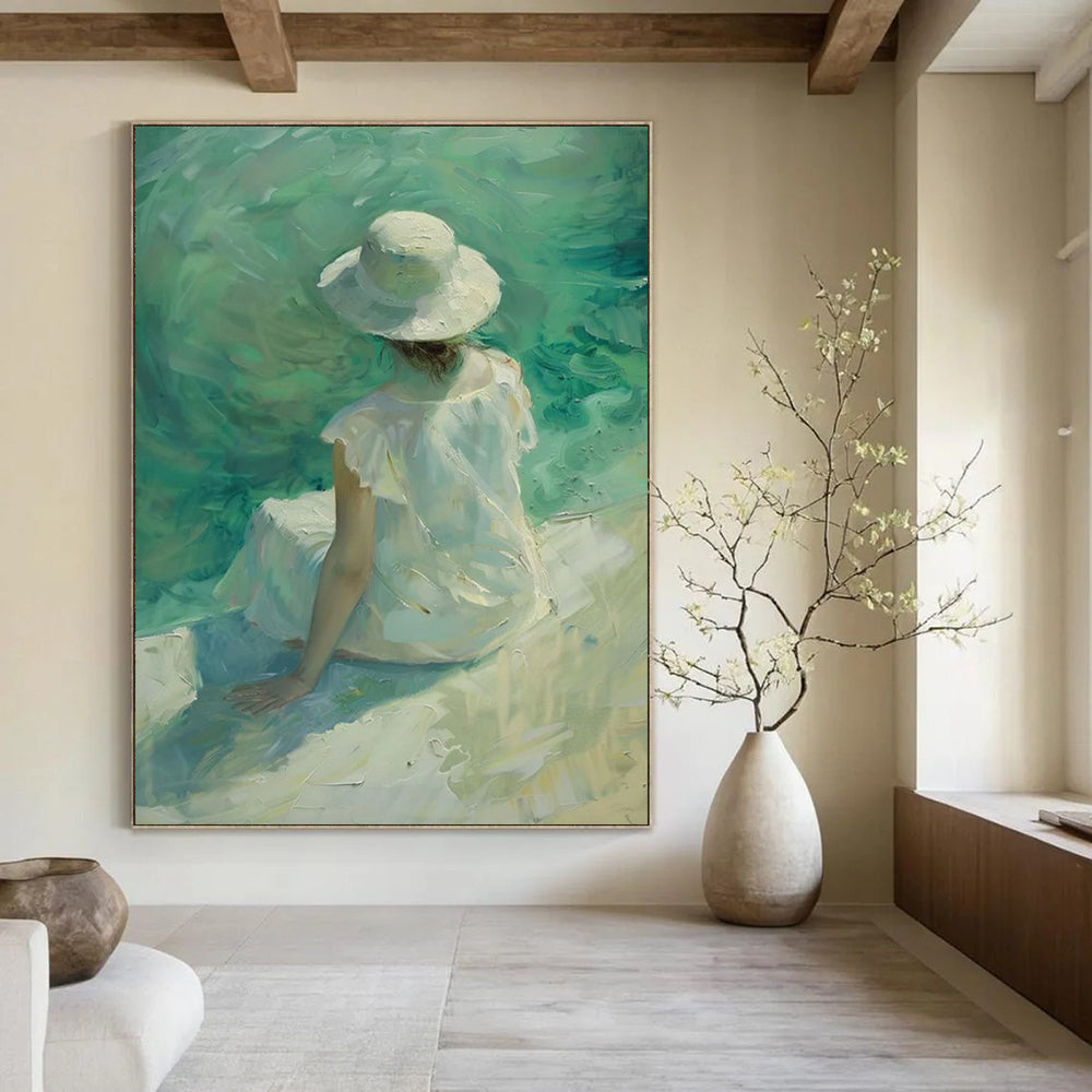 “Seaside Serenity” - Impressionist Figure Painting On Canvas DTP088