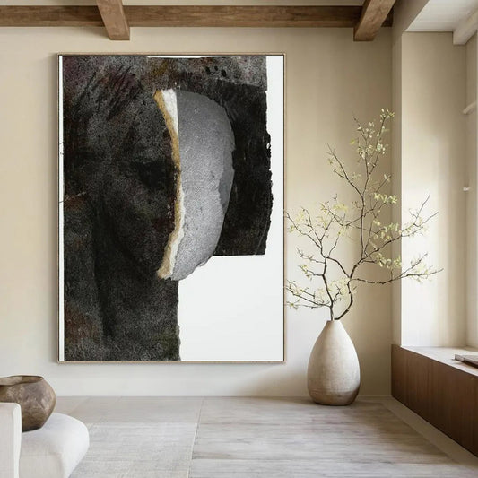 “Collage Portrait 1” - Mixed - media Abstract Portrait Painting On Canvas CT2223