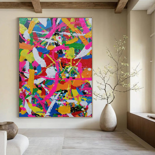 Color Explosion Splatter - Abstract Expressionist Painting On Canvas DKH1277