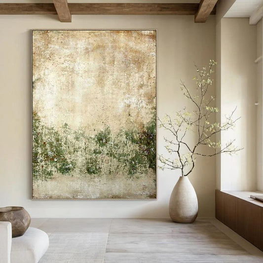 Vintage - Inspired Textured Abstract - Abstract Painting On Canvas DKH1479