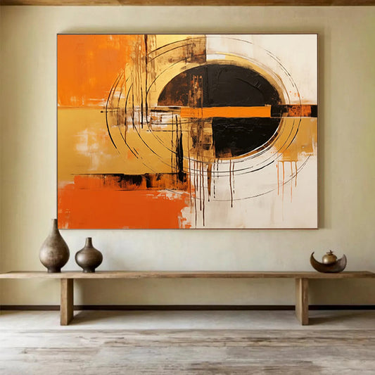“Vibrant Orange And Black Abstraction” Abstract Painting On Canvas DLZ105
