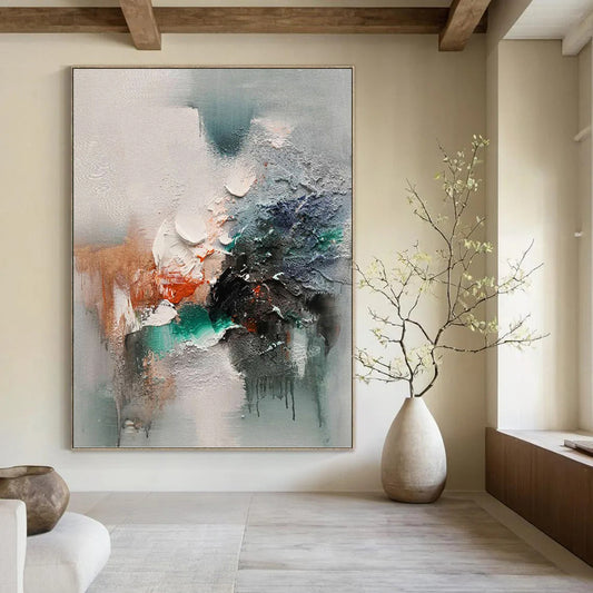 “Textured Abstraction” - Multicolor Textured Abstract Painting On Canvas DKH1572