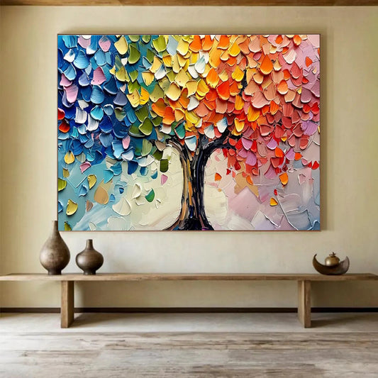 “Colorful Palette Knife Tree” - Whimsical Landscape Painting On Canvas DKH798