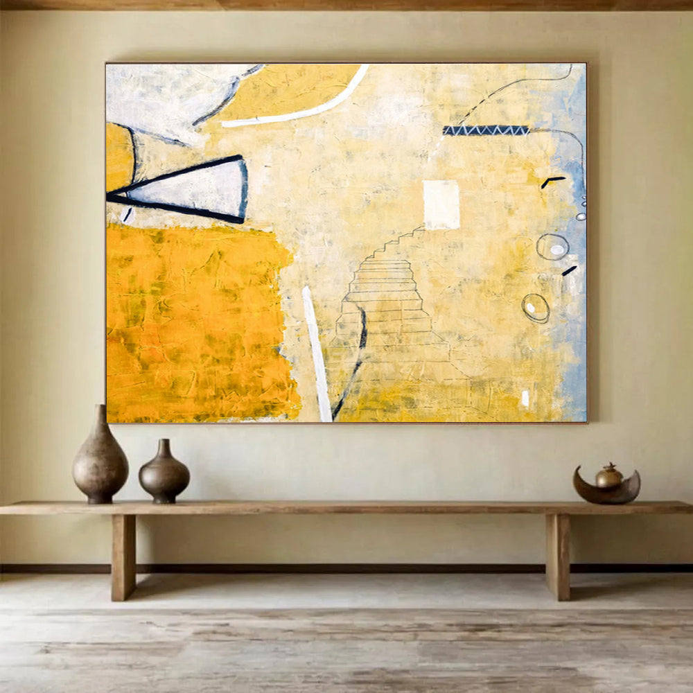 “Warm Tones Abstract Staircase” Abstract Oil Painting On Canvas DKH562