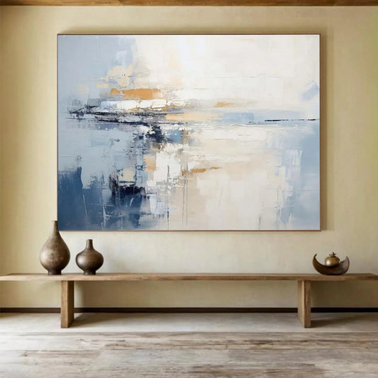 “Muted Tones Abstract Horizon” Minimalist Seascape Painting On Canvas DLZ090