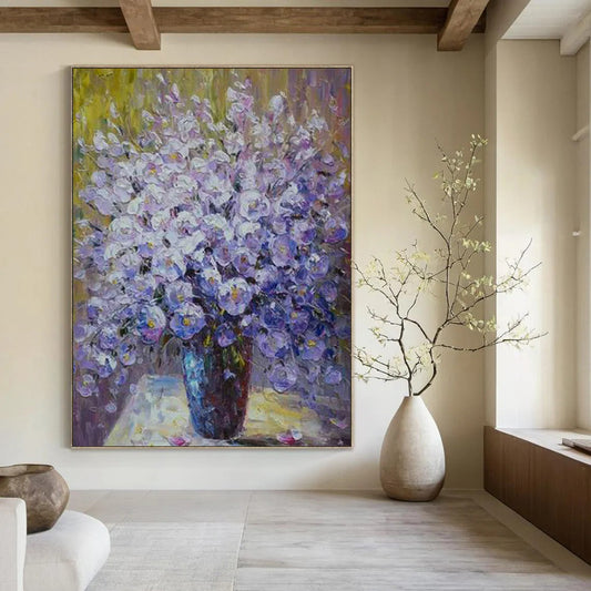 “Impressionistic Purple Flower Bouquet” - Still Life Painting On Canvas CT2350