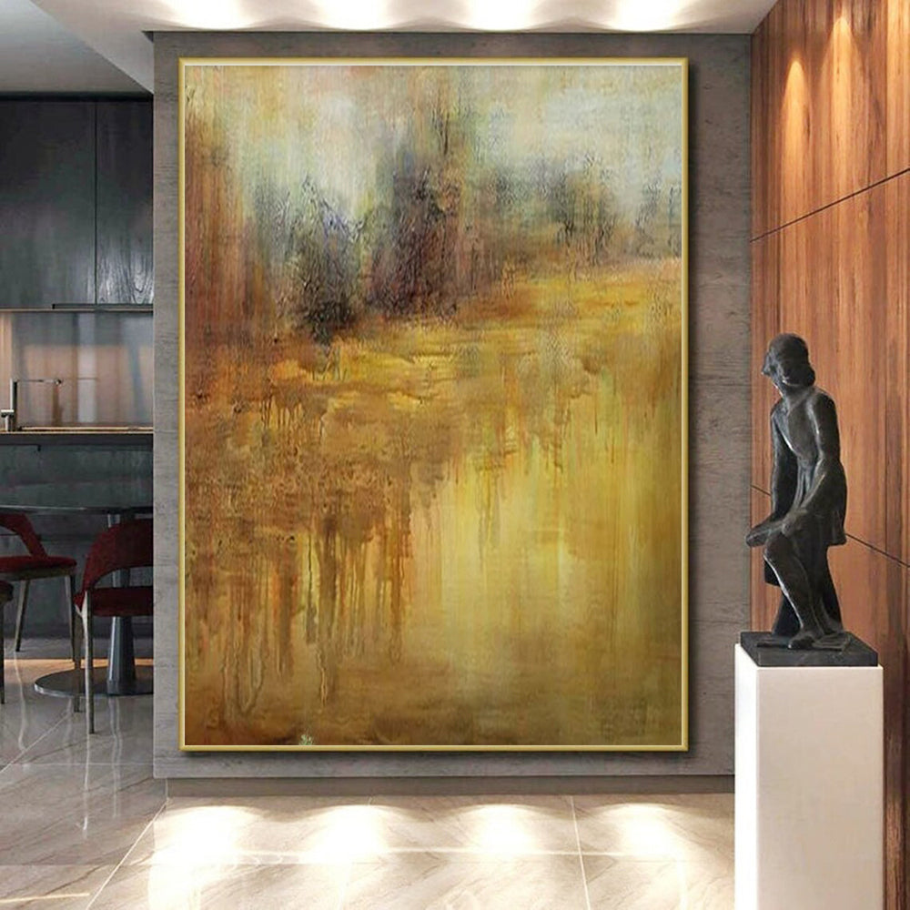 “Warm Earth Tones Landscape” ,Abstract Landscape Oil Painting CT0894