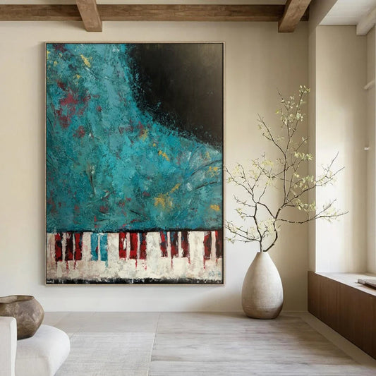 “Piano Keys and Textured Color” - Abstract Musical Painting CT1998