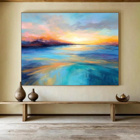 “Vibrant Sunset Over The Sea” Seascape Painting On Canvas DLZ069
