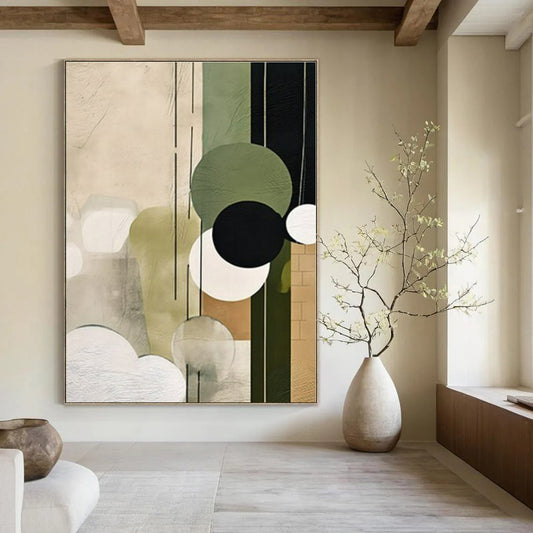 Green - Geometric Circles & Lines II - Abstract Bauhaus - Style Acrylic CT1277