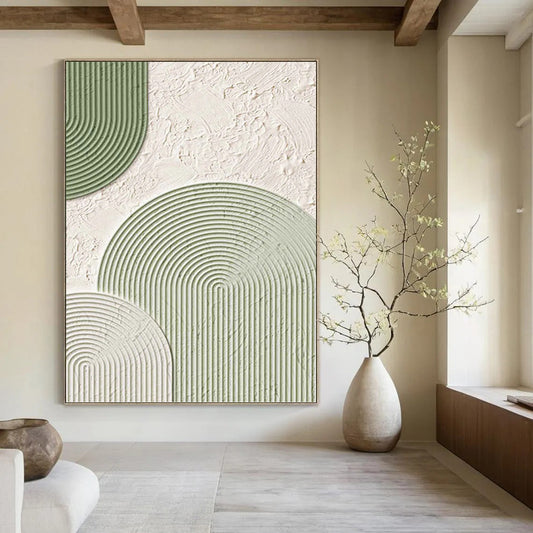 Minimalist Green and White Textured Abstract - Abstract Painting On Canvas DKH1488