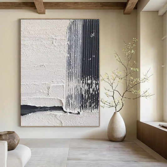 “White - Gray Textured Minimalism” - Minimalist Abstract Painting On Canvas DTP147