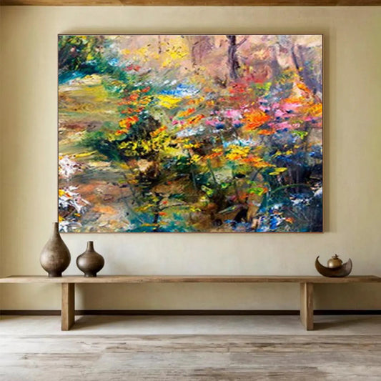 “Colorful Floral Garden” Impressionist Oil Painting On Canvas DKH364