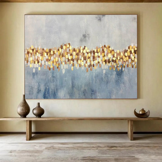 “Gold and Blue Abstract Sparkle” Painting On Canvas DKH164