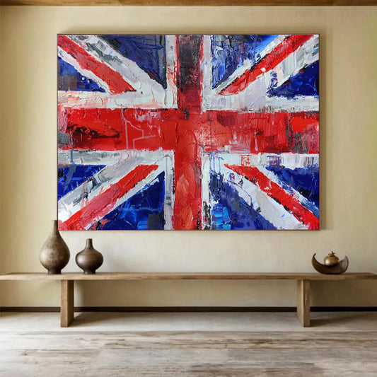 Textured Union Jack “Patriotic Palette Knife” Painting On Canvas DKH120